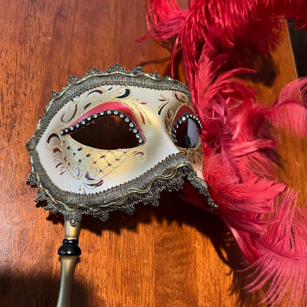 Authentic Handmade Venetian Masquerade Party Masks Red Feathers Glitter …